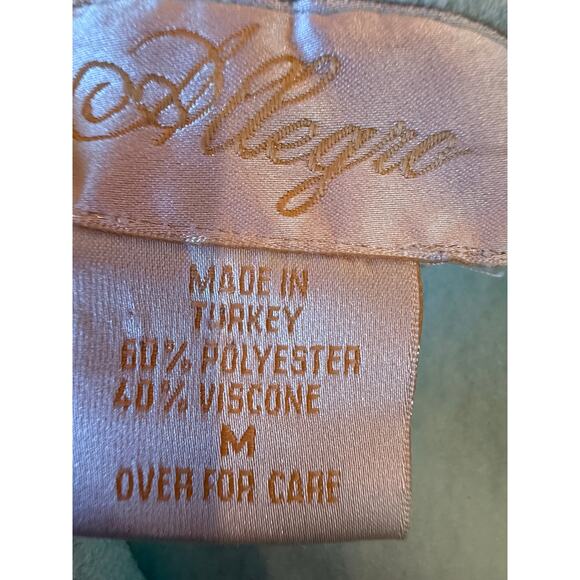 Vintage Allegro Zip Front House Dress Robe Hooded Mint Green M - Picture 2 of 7